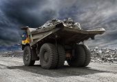 stock photo of transportation  - Heavy mining truck driving along the opencast - JPG 