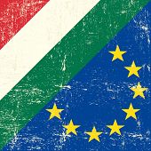 stock photo of europeans  - Hungarian and european grunge Flag - JPG 