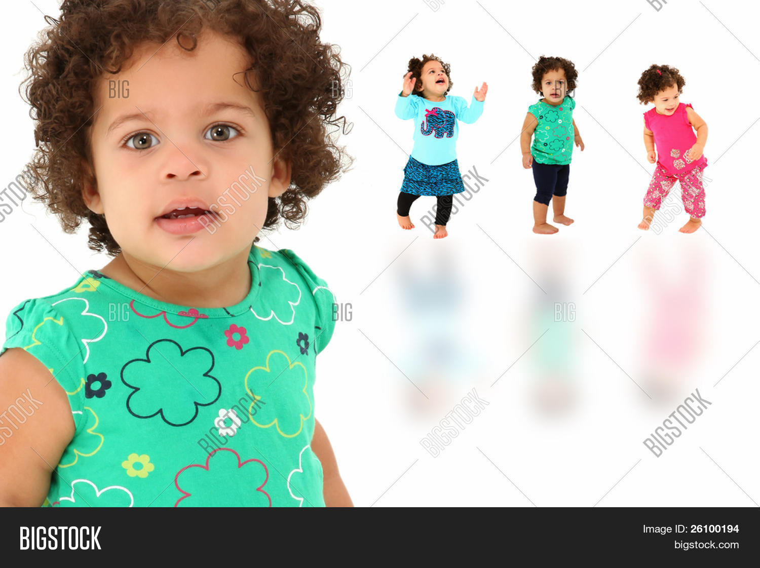 Beautiful 1 year old hispanic african american toddler close up and