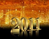 image of year  - Illustration composition of fiber optic lights with 3D numbers 2011 for New years eve party invitation or greeting card background - JPG 
