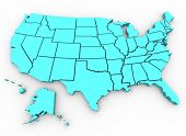 foto of map  - A blue 3d rendering of a United States map - JPG 