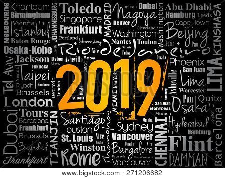 Poster: 2019 Travel Cities Word Cloud