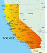 stock photo of map  - vector color map of California  state of usa - JPG 