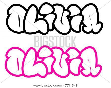 Grafiti  on The Name Olivia In Graffiti Style Funny Bubble Fonts Stock Photo