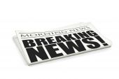 stock photo of news  - breaking news headline on a mock up newspaper - JPG 