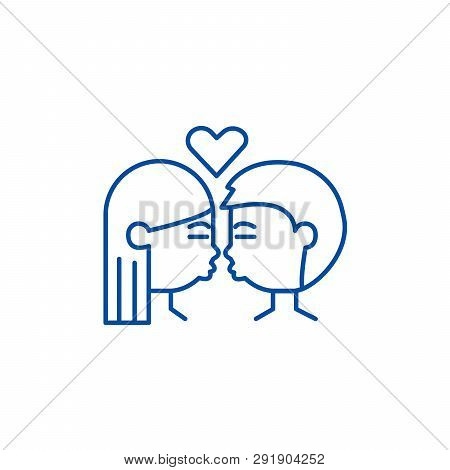 Poster: Kissing Couple Line Icon Concept