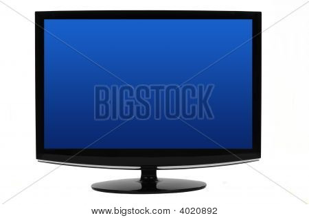 Picture or Photo of Computer monitor with blue screen on white background