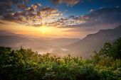 pic of blue  - Sunrise Blue Ridge Mountains Scenic Overlook Nantahala Forest Highlands NC in southern Appalachians Spring - JPG 