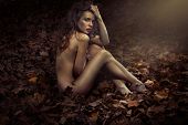 stock photo of nature  - Sexy nude woman in nature scenery - JPG 