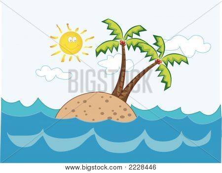 tropical island cartoon