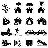 pic of black  - Insurance and disaster icon set in black - JPG 