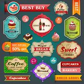 stock photo of food  - Collection of vintage retro bakery labels - JPG 