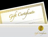 stock photo of currency  - Gold Gift Certificate with golden seal and design border - JPG 