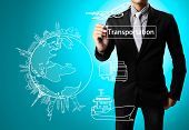 foto of geography  - Business man drawing Transportation - JPG 