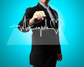 image of health  - Business man Hand drawing health - JPG 
