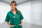 picture of medical doctors  - Smiling medical woman doctor with stethoscope - JPG 