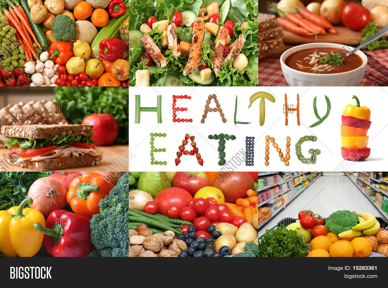 Nuts And Whole Grains Are Included Healthy Collage Lots Of Fruits And Vegetables