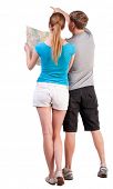 image of map  - Back view journey of the young couple looking at the map - JPG 
