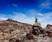 stock photo of steady  - Zen balanced stones stack cairn  in Himalayas mountains - JPG 