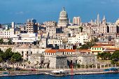 stock photo of landmark  - View of Havana featuring several well known landmarks on a beautiful summer day - JPG 
