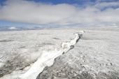 picture of construction worker  - Big crack in glacier on a volcano in Iceland - JPG 