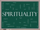 picture of religion  - Spirituality Word Cloud Concept on a Blackboard with great terms such as religion light prayer soul and more - JPG 