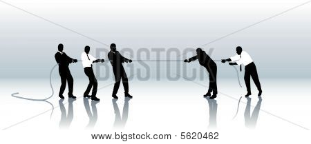 Picture or Photo of Illustration of competitive battle between business people