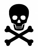 picture of skull  - Skull with crossed bones over white background - JPG 
