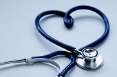 stock photo of pulse  - A stethoscope in the shape of a heart - JPG 