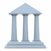 pic of columns  - Ancient building with 3 columns on white background - JPG 