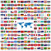 foto of geography  - Complete set of Flags of the world sorted alphabetically with official colors and details - JPG 