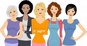 stock photo of group  - Illustration of a Diverse Group of Women - JPG 