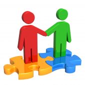 picture of puzzle  - Handshake on Puzzle Pieces - JPG 
