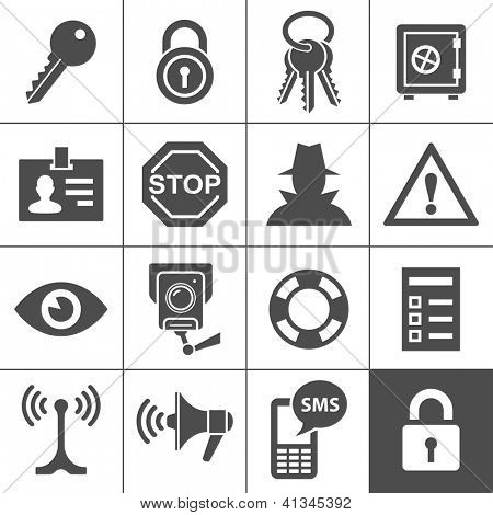 Picture or Photo of Security and warning icons. Simplus series. Vector Illustration