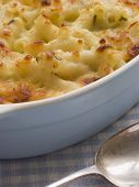 stock photo of mac  - Dish of Macaroni Cheese - JPG 