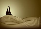 stock photo of sunset  - Sailing boat in the sea at sunset - JPG 