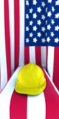 foto of lag  - Construction Hard Hat against the American flag - JPG 