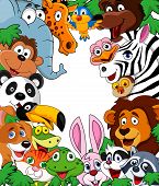 stock photo of animals  - Vector illustration of cute Animal cartoon background - JPG 