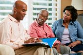 image of investment  - Financial Advisor Talking To Senior Couple At Home - JPG 
