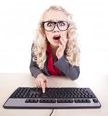 pic of worry  - Shocked office worker at a computer - JPG 