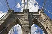 foto of bridge  - landscape view of brooklyn bridge tower fragment - JPG 