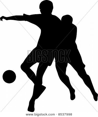 football player silhouette vector. two football player with the ball 