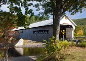 picture of bridge  - Covered Bridge in Dummerston near Brattleboro in Vermont - JPG 