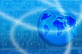 pic of internet technology  - earth map with tech and electronic background  - JPG 