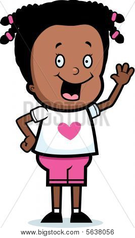 cartoon girl waving