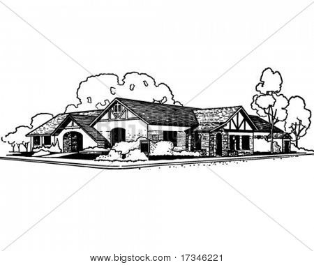Rancher Style House - Retro Clip Art Stock Vector & Stock Photos | Bigstock