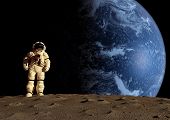 image of future technology  - the astronaut on a background of a planet - JPG 