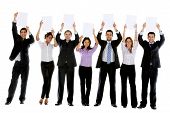 stock photo of business people  - Business people with banners isolated over a white background - JPG 