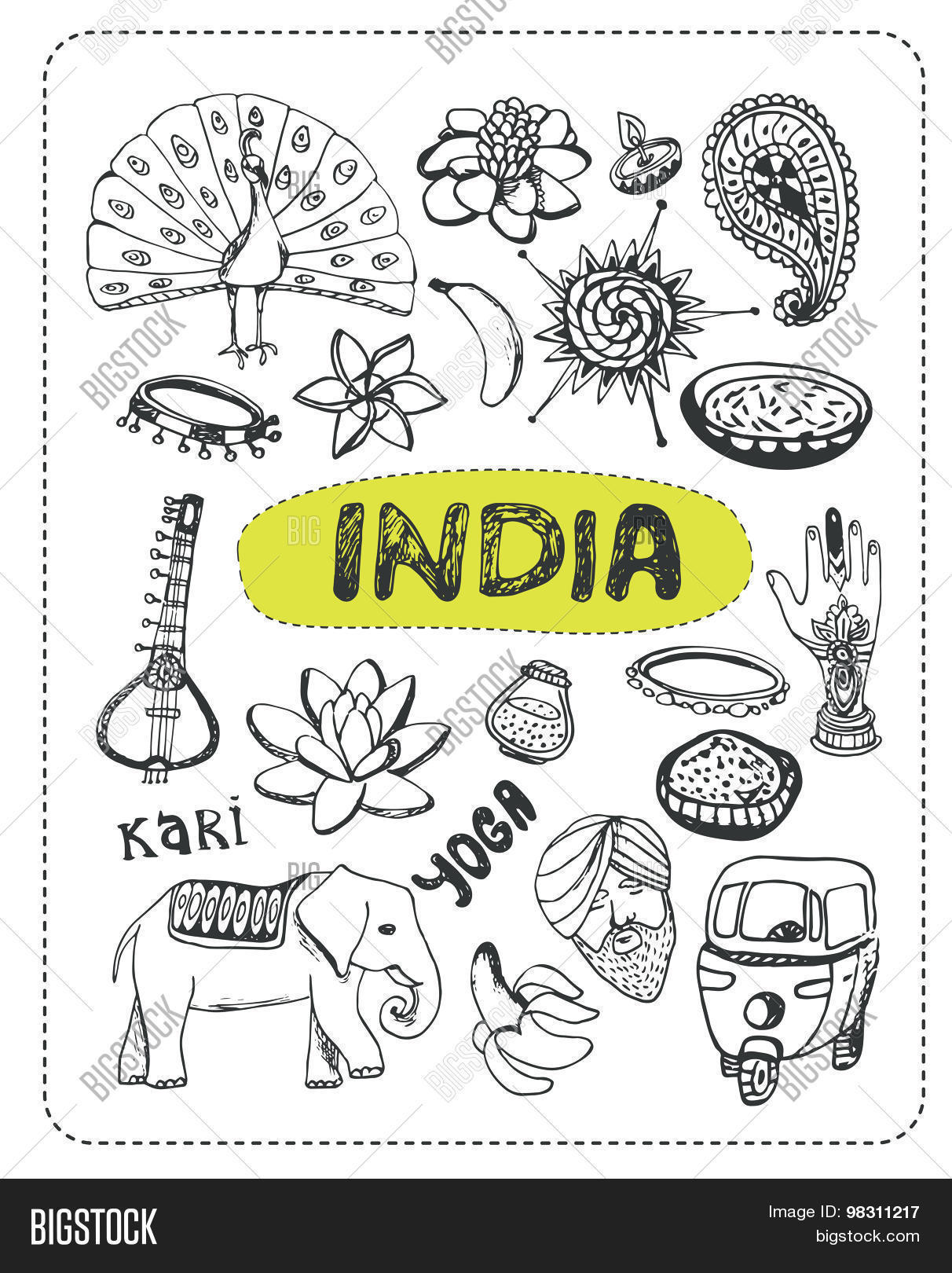 India Doodle, India Sketch Vector & Photo Bigstock