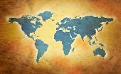 stock photo of map  - world grunge map in sepia tones  - JPG 